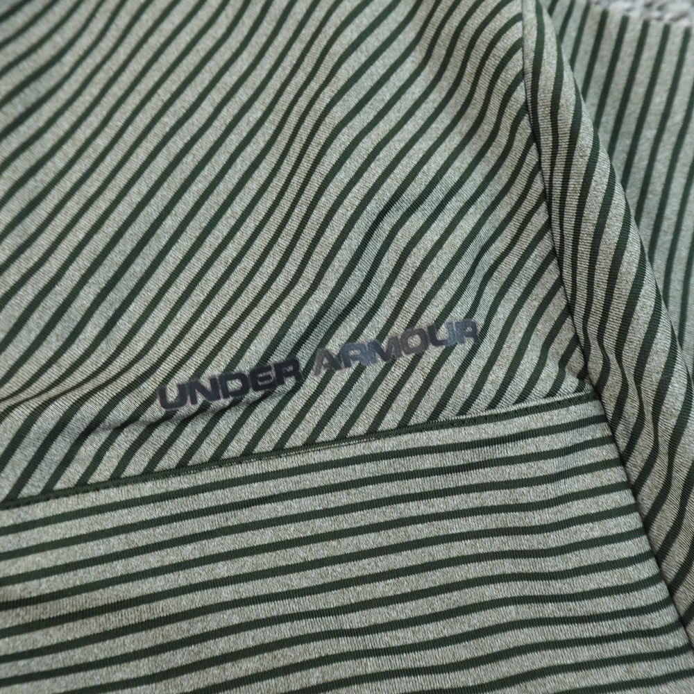 Under Armour Polo Shirt Mens 3XL Green Stripe HeatGear Golf Performance Stretch - Picture 6 of 13